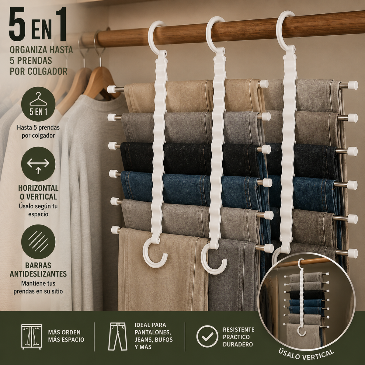 Perchero Mágico 5 en 1 – Organizador de Ropa