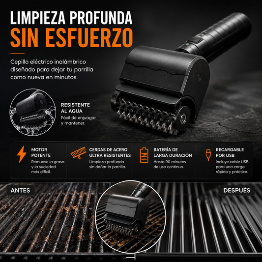 Cepillo Eléctrico BBQ Pro + 12 Pares de Guantes