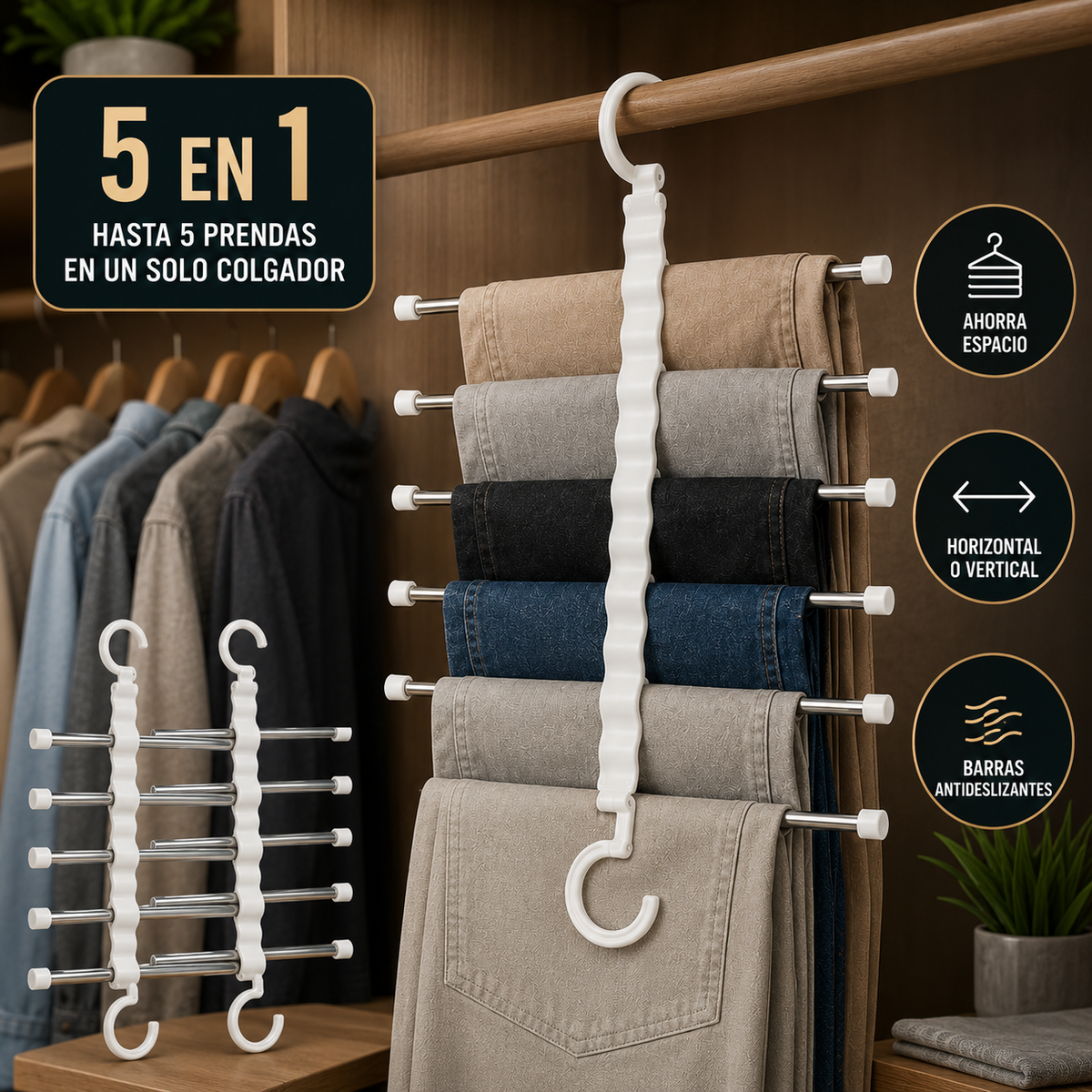 Perchero Mágico 5 en 1 – Organizador de Ropa