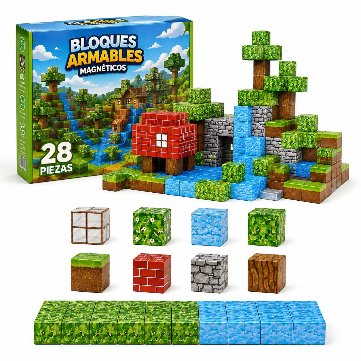 Bloques Armables Magneticos 28 Piezas