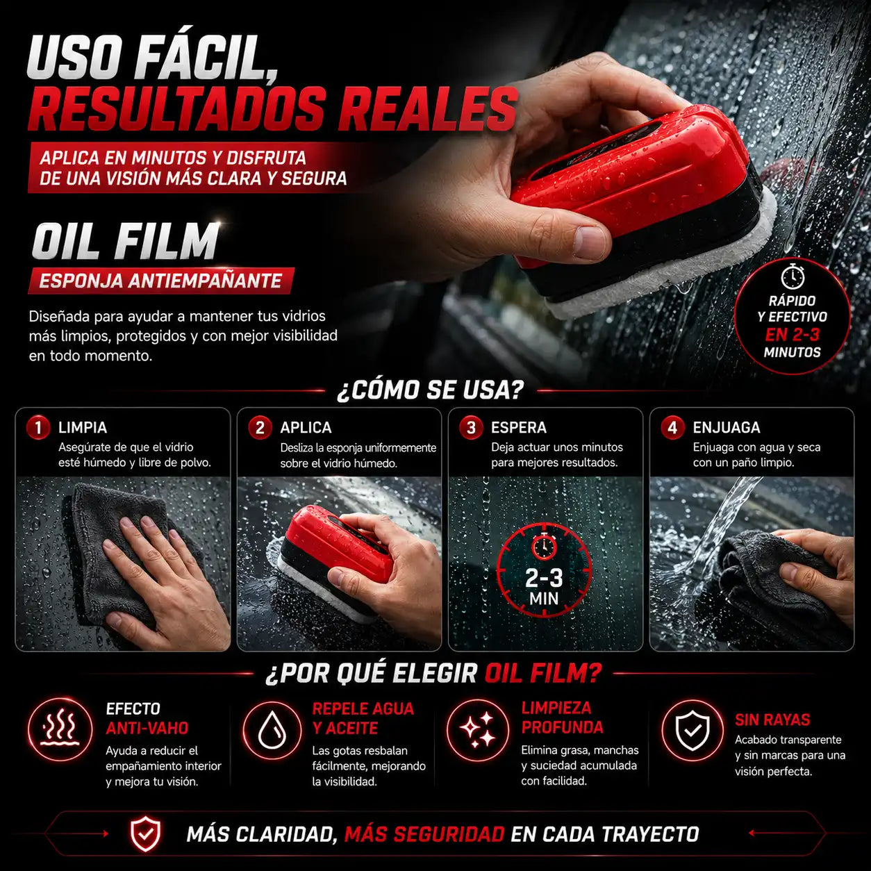 Esponja Antiempañante para Vidrios 2 en 1